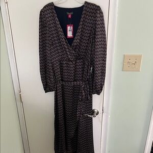 Vince Camuto Long Sleeve Chevron Dress - Black and Purple